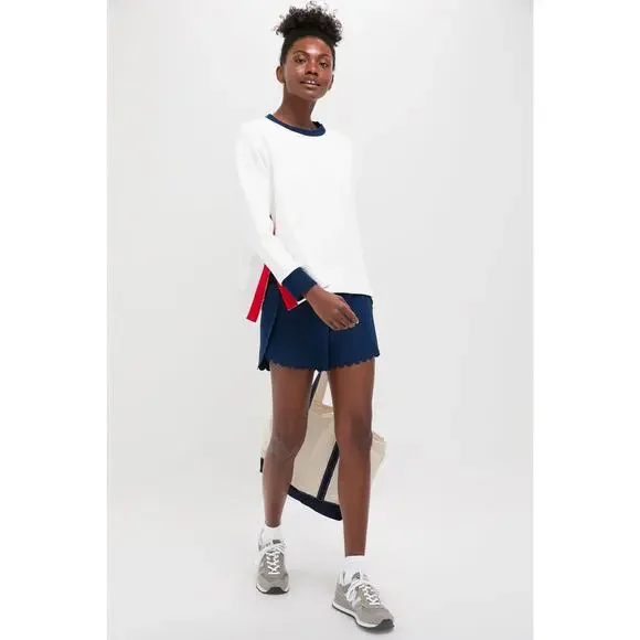 TUCKERNUCK SPORT Navy Scallop Performance Jersey Marisa Short Size L NWT